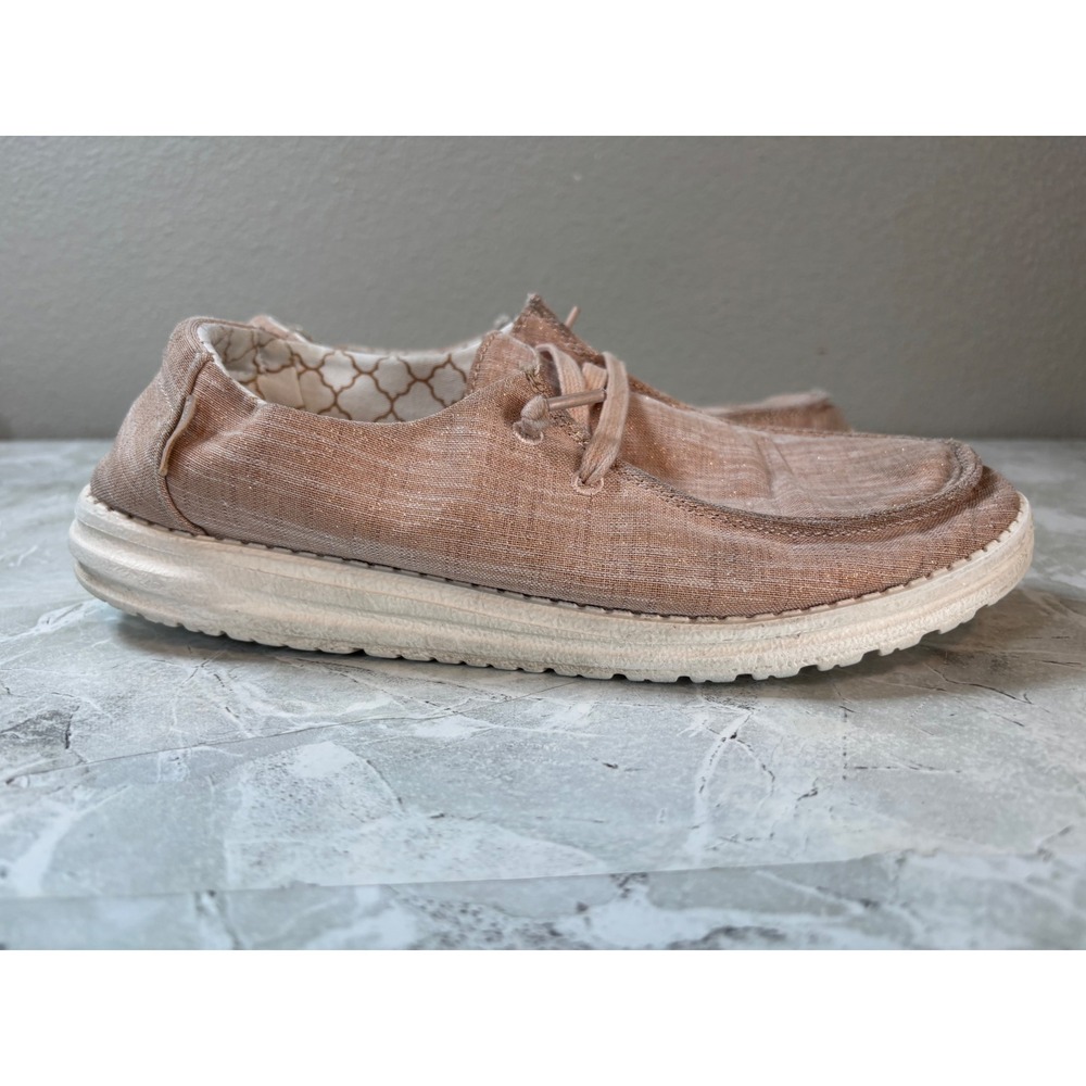 Hey Dude Wendy Sparkling Rose Gold Slip On Loafers Womens Size 10